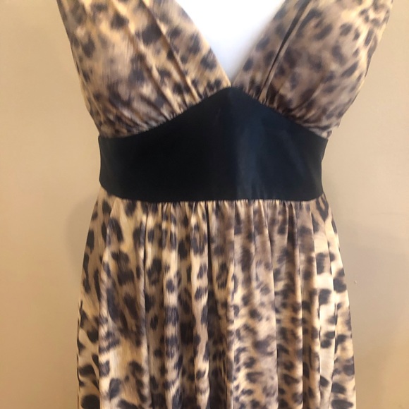 Cache Leopard Print Spaghetti Strap Cocktail Dress, Size 4 - Picture 2 of 7